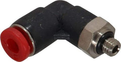 Norgren - 4mm Tube OD, M5 Metric Brass Push-to-Connect Tube Male Swivel Elbow - Tube to Metric Thread Connection, 150 Max psi, Nitrile O-Ring, 0 to 175°F Working Temp - Exact Tool & Supply