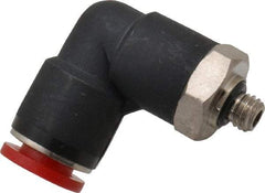 Norgren - 6mm Tube OD, M5 Metric Brass Push-to-Connect Tube Male Swivel Elbow - Tube to Metric Thread Connection, 150 Max psi, Nitrile O-Ring, 0 to 175°F Working Temp - Exact Tool & Supply