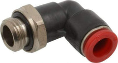 Norgren - 8mm Tube OD, 1/4 BSPP Brass Push-to-Connect Tube Male Swivel Elbow - Tube to Male BSPP Connection, 150 Max psi, Nitrile O-Ring, 0 to 175°F Working Temp - Exact Tool & Supply