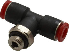 Norgren - 6mm Tube OD, 1/8 BSPP Brass Push-to-Connect Tube Male Swivel Branch Tee - Tube to Male BSPP Connection, 150 Max psi, Nitrile O-Ring, 0 to 175°F Working Temp - Exact Tool & Supply