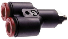 Norgren - 6mm Tube OD, M5 Metric Brass Push-to-Connect Tube Male Parallel Y - Tube to Metric Thread Connection, 150 Max psi, Nitrile O-Ring, 0 to 175°F Working Temp - Exact Tool & Supply