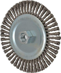 Anderson - 6" OD, 5/8-11 Arbor Hole, Knotted Steel Wheel Brush - 3/16" Face Width, 1-1/8" Trim Length, 0.02" Filament Diam, 12,500 RPM - Exact Tool & Supply