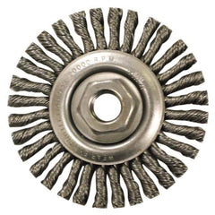 Anderson - 4" OD, M10x1.50 Arbor Hole, Knotted Stainless Steel Wheel Brush - 1/4" Face Width, 7/8" Trim Length, 0.02" Filament Diam, 20,000 RPM - Exact Tool & Supply