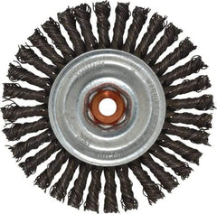 Anderson - 4" OD, M10x1.50 Arbor Hole, Knotted Steel Wheel Brush - 1/4" Face Width, 7/8" Trim Length, 0.02" Filament Diam, 20,000 RPM - Exact Tool & Supply