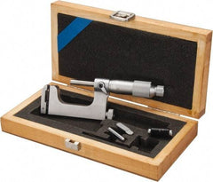 Value Collection - 1 to 2 Inch Range, Carbide Face, Satin Chrome Coated, Mechanical Multi Anvil Micrometer - Friction Thimble, 0.001 Inch Graduation, 0.0001 Inch Accuracy - Exact Tool & Supply