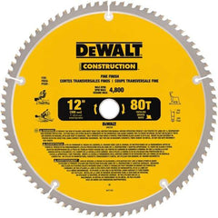 DeWALT - 12" Diam, 1" Arbor Hole Diam, 80 Tooth Wet & Dry Cut Saw Blade - Carbide-Tipped, General Purpose Action, Standard Round Arbor - Exact Tool & Supply