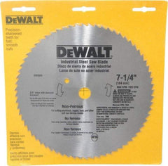 DeWALT - 7-1/4" Diam, 5/8" Arbor Hole Diam, 68 Tooth Wet & Dry Cut Saw Blade - Steel, Smooth Action, Standard Round Arbor - Exact Tool & Supply