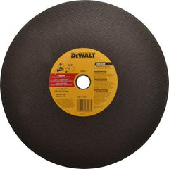 DeWALT - 14" Aluminum Oxide Cutoff Wheel - 7/64" Thick, 1" Arbor, 5,000 Max RPM, Use with Stationary Tools - Exact Tool & Supply