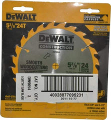 DeWALT - 5-3/8" Diam, 10mm Arbor Hole Diam, 24 Tooth Wet & Dry Cut Saw Blade - Carbide-Tipped, Smooth Action, Standard Round Arbor - Exact Tool & Supply