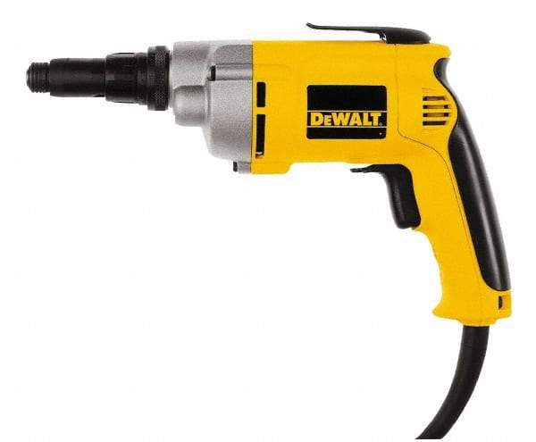 DeWALT - Pistol Grip Handle, 2,500 RPM, 132 In/Lb Torque, Electric Screwdriver - 1/4" Bit Holder, 120 Volts, 6.5 Amps - Exact Tool & Supply