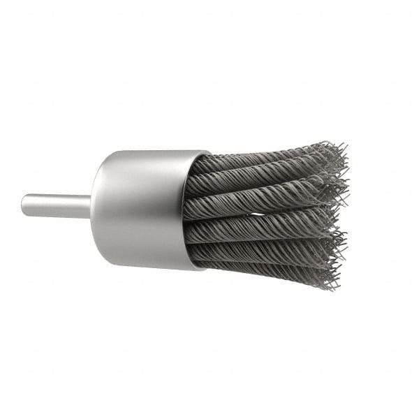 Anderson - 1-1/8" Brush Diam, Knotted, End Brush - 1/4" Diam Shank, 22,000 Max RPM - Exact Tool & Supply