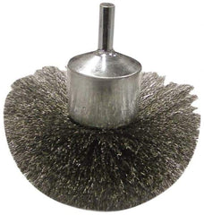 Anderson - 3" Brush Diam, Crimped, Flared End Brush - 1/4" Diam Shank, 16,000 Max RPM - Exact Tool & Supply