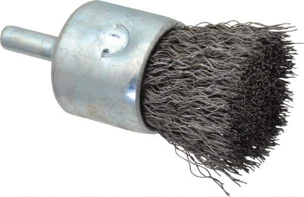 Anderson - 1" Brush Diam, Crimped, End Brush - 1/4" Diam Shank, 22,000 Max RPM - Exact Tool & Supply
