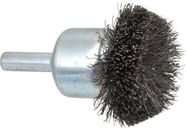 Anderson - 1-1/2" Brush Diam, Crimped, Flared End Brush - 1/4" Diam Shank, 20,000 Max RPM - Exact Tool & Supply