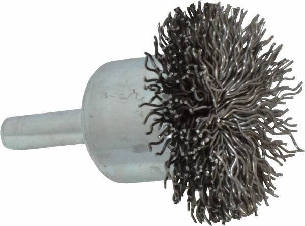 Anderson - 1-1/2" Brush Diam, Crimped, Flared End Brush - 1/4" Diam Shank, 20,000 Max RPM - Exact Tool & Supply