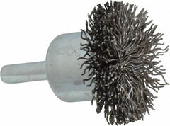 Anderson - 1-1/2" Brush Diam, Crimped, Flared End Brush - 1/4" Diam Shank, 20,000 Max RPM - Exact Tool & Supply