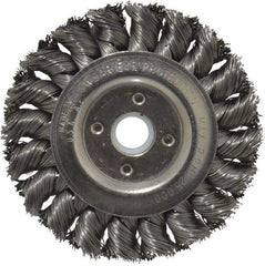 Anderson - 3" OD, 1/2" Arbor Hole, Knotted Steel Wheel Brush - 3/8" Face Width, 5/8" Trim Length, 0.014" Filament Diam, 25,000 RPM - Exact Tool & Supply