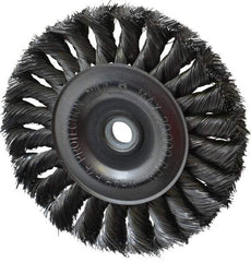 Anderson - 4" OD, 1/2" Arbor Hole, Knotted Steel Wheel Brush - 1/2" Face Width, 7/8" Trim Length, 0.0118" Filament Diam, 20,000 RPM - Exact Tool & Supply