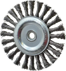 Anderson - 6" OD, 5/8" Arbor Hole, Knotted Steel Wheel Brush - 1/2" Face Width, 1-7/16" Trim Length, 0.025" Filament Diam, 9,000 RPM - Exact Tool & Supply