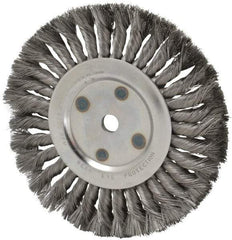 Anderson - 8" OD, 5/8" Arbor Hole, Knotted Steel Wheel Brush - 5/8" Face Width, 1-3/4" Trim Length, 0.0118" Filament Diam, 6,000 RPM - Exact Tool & Supply