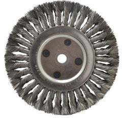 Anderson - 8" OD, 5/8" Arbor Hole, Knotted Steel Wheel Brush - 5/8" Face Width, 1-3/4" Trim Length, 0.016" Filament Diam, 6,000 RPM - Exact Tool & Supply