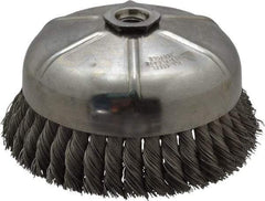 Anderson - 6" Diam, 5/8-11 Threaded Arbor, Steel Fill Cup Brush - 0.02 Wire Diam, 1-3/8" Trim Length, 6,600 Max RPM - Exact Tool & Supply