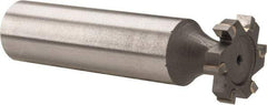 Made in USA - 5/8" Diam x 1/8" Face Width, Carbide-Tipped, 6 Teeth, Shank Connection Woodruff Keyseat Cutter - Uncoated, 2-1/8" OAL x 1/2" Shank, Straight Teeth, ANSI 405, Old Standard 5 - Exact Tool & Supply