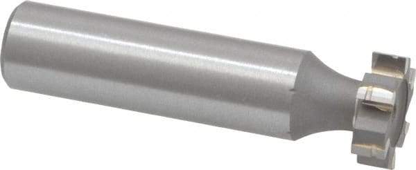 Made in USA - 5/8" Diam x 3/16" Face Width, Carbide-Tipped, 6 Teeth, Shank Connection Woodruff Keyseat Cutter - Uncoated, 2-3/16" OAL x 1/2" Shank, Straight Teeth, ANSI 605, Old Standard 61 - Exact Tool & Supply
