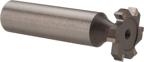 Made in USA - 3/4" Diam x 1/8" Face Width, Carbide-Tipped, 6 Teeth, Shank Connection Woodruff Keyseat Cutter - Uncoated, 2-1/8" OAL x 1/2" Shank, Straight Teeth, ANSI 406, Old Standard 7 - Exact Tool & Supply