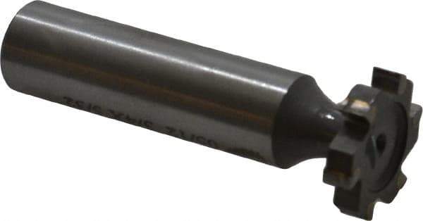 Made in USA - 3/4" Diam x 5/32" Face Width, Carbide-Tipped, 6 Teeth, Shank Connection Woodruff Keyseat Cutter - Uncoated, 2-5/32" OAL x 1/2" Shank, Straight Teeth, ANSI 506, Old Standard 8 - Exact Tool & Supply