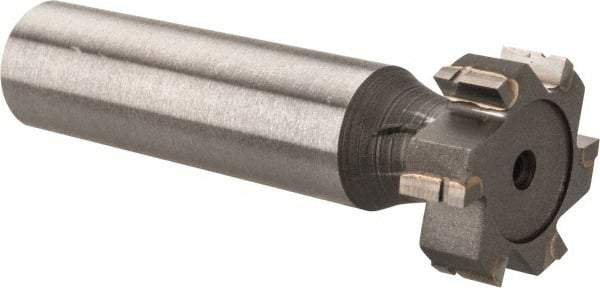 Made in USA - 3/4" Diam x 1/4" Face Width, Carbide-Tipped, 6 Teeth, Shank Connection Woodruff Keyseat Cutter - Uncoated, 2-1/4" OAL x 1/2" Shank, Straight Teeth, ANSI 806, Old Standard 91 - Exact Tool & Supply