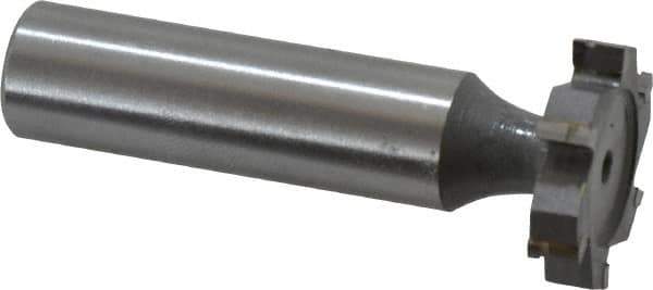 Made in USA - 7/8" Diam x 3/16" Face Width, Carbide-Tipped, 6 Teeth, Shank Connection Woodruff Keyseat Cutter - Uncoated, 2-3/16" OAL x 1/2" Shank, Straight Teeth, ANSI 607, Old Standard 11 - Exact Tool & Supply