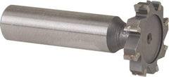 Made in USA - 1" Diam x 3/16" Face Width, Carbide-Tipped, 8 Teeth, Shank Connection Woodruff Keyseat Cutter - Uncoated, 2-3/16" OAL x 1/2" Shank, Straight Teeth, ANSI 608, Old Standard 13 - Exact Tool & Supply