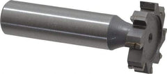 Made in USA - 1" Diam x 7/32" Face Width, Carbide-Tipped, 8 Teeth, Shank Connection Woodruff Keyseat Cutter - Uncoated, 2-7/32" OAL x 1/2" Shank, Straight Teeth, ANSI 708, Old Standard 14 - Exact Tool & Supply