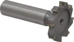Made in USA - 1-1/4" Diam x 3/16" Face Width, Carbide-Tipped, 8 Teeth, Shank Connection Woodruff Keyseat Cutter - Uncoated, 2-3/16" OAL x 1/2" Shank, Straight Teeth, ANSI 610, Old Standard 19 - Exact Tool & Supply