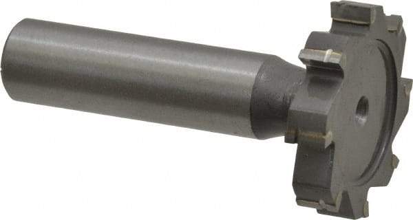 Made in USA - 1-1/4" Diam x 1/4" Face Width, Carbide-Tipped, 8 Teeth, Shank Connection Woodruff Keyseat Cutter - Uncoated, 2-1/4" OAL x 1/2" Shank, Straight Teeth, ANSI 810, Old Standard 21 - Exact Tool & Supply