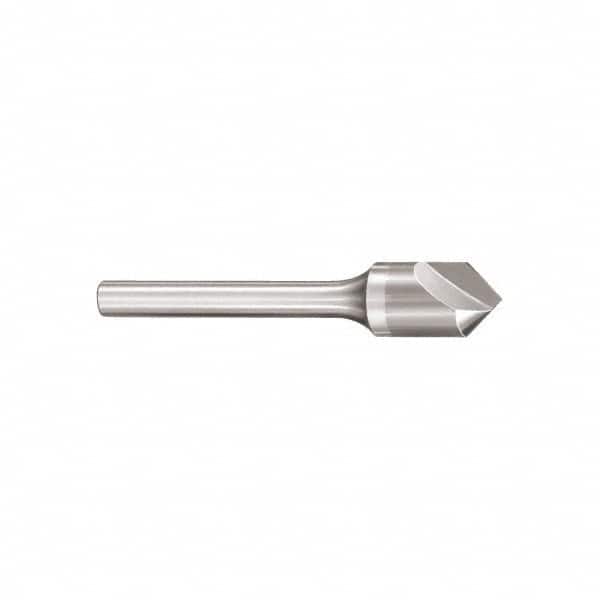 SGS - 1/4" Head Diam, 1/4" Shank Diam, 1 Flute 82° Solid Carbide Countersink - Exact Tool & Supply