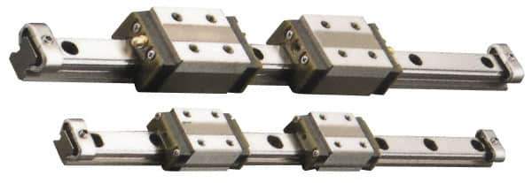 THK - 45mm Block L x 27mm W x 16.9mm H, 15mm Transverse Hole Spcg, 15mm Lateral Hole Spcg, 4-Way Compact HSR Assembly - M4x4.5 Block Hole, 350mm Rail L x 12mm W x 11mm H, 20mm Assembly H, 7.5mm Overhang - Exact Tool & Supply