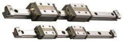 THK - 45mm Block L x 27mm W x 16.9mm H, 15mm Transverse Hole Spcg, 15mm Lateral Hole Spcg, 4-Way Compact HSR Assembly - M4x4.5 Block Hole, 350mm Rail L x 12mm W x 11mm H, 20mm Assembly H, 7.5mm Overhang - Exact Tool & Supply
