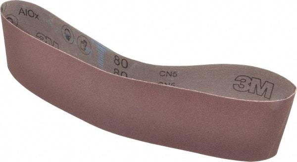 3M - 4" Wide x 36" OAL, 80 Grit, Aluminum Oxide Abrasive Belt - Aluminum Oxide, Medium, Coated, X Weighted Cloth Backing, Series 340D - Exact Tool & Supply
