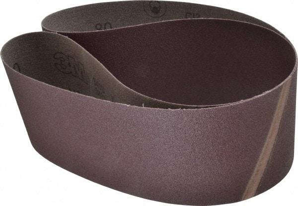 3M - 4" Wide x 52-1/2" OAL, 80 Grit, Aluminum Oxide Abrasive Belt - Aluminum Oxide, Medium, Coated, X Weighted Cloth Backing, Series 341D - Exact Tool & Supply