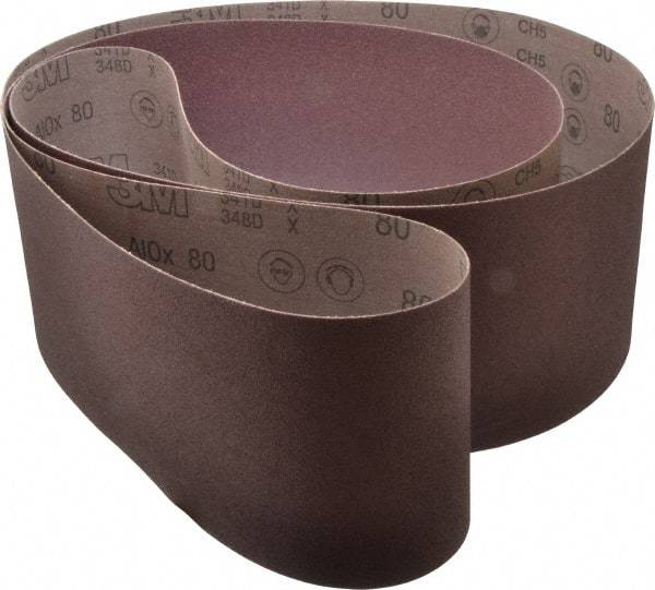 3M - 6" Wide x 108" OAL, 80 Grit, Aluminum Oxide Abrasive Belt - Aluminum Oxide, Medium, Coated, X Weighted Cloth Backing, Series 341D - Exact Tool & Supply