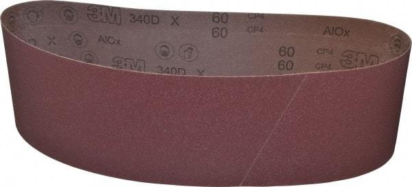 3M - 6" Wide x 48" OAL, 60 Grit, Aluminum Oxide Abrasive Belt - Aluminum Oxide, Medium, Coated, X Weighted Cloth Backing, Series 340D - Exact Tool & Supply