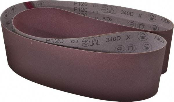 3M - 6" Wide x 89" OAL, 120 Grit, Aluminum Oxide Abrasive Belt - Aluminum Oxide, Fine, Coated, X Weighted Cloth Backing, Series 240D - Exact Tool & Supply