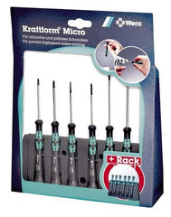 Wera - 6 Piece Phillips & Slotted Screwdriver Set - Round Shank, Ergonomic Handle, Bit Sizes: Philips #0 & #1 - Exact Tool & Supply