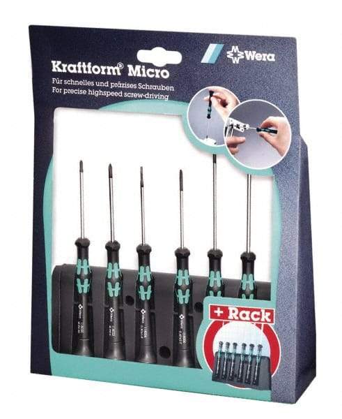 Wera - 6 Piece, 0.9 to 3mm Micro Hex Driver Set - Comes in Display Box - Exact Tool & Supply