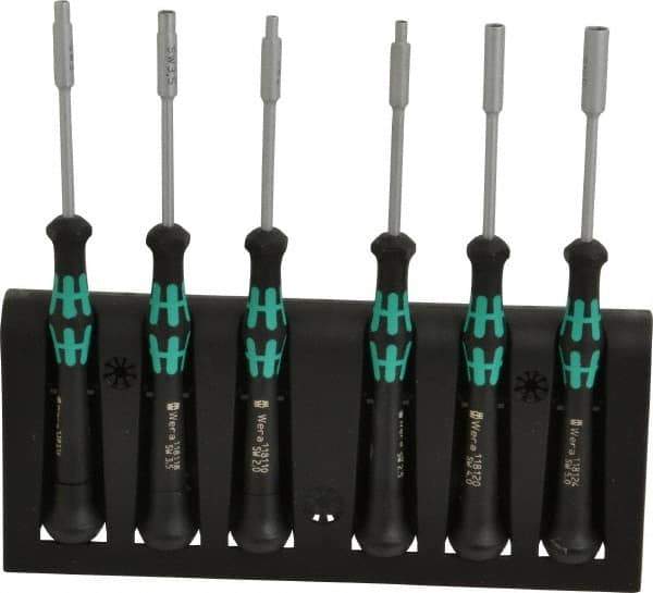 Wera - 6 Piece 2 to 5mm Electronic Nutdriver Set - Standard Shaft, Ergonomic Handle - Exact Tool & Supply