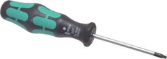Wera - T8 Torx Driver - 2-3/8" Blade Length, 5-1/2" OAL, Ergonomic Handle - Exact Tool & Supply