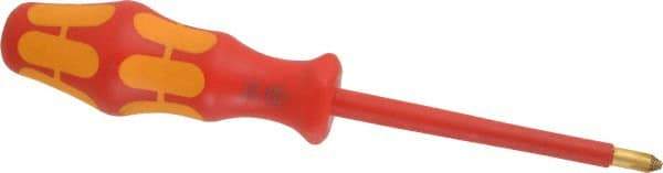 Wera - #2, 8" OAL, Insulated Phillips Screwdriver - 4" Blade Length, Round Shank, Ergonomic Handle - Exact Tool & Supply