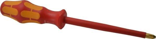 Wera - #3, 10-5/16" OAL, Insulated Phillips Screwdriver - 6" Blade Length, Round Shank, Ergonomic Handle - Exact Tool & Supply